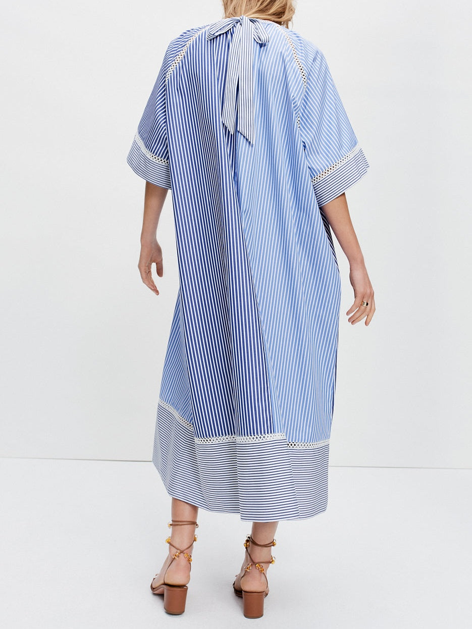 Fresh Blue And White Shirting Stripes Dress
