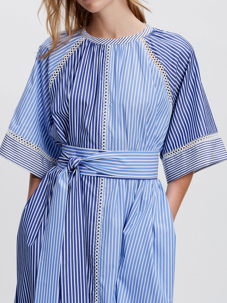 Fresh Blue And White Shirting Stripes Dress