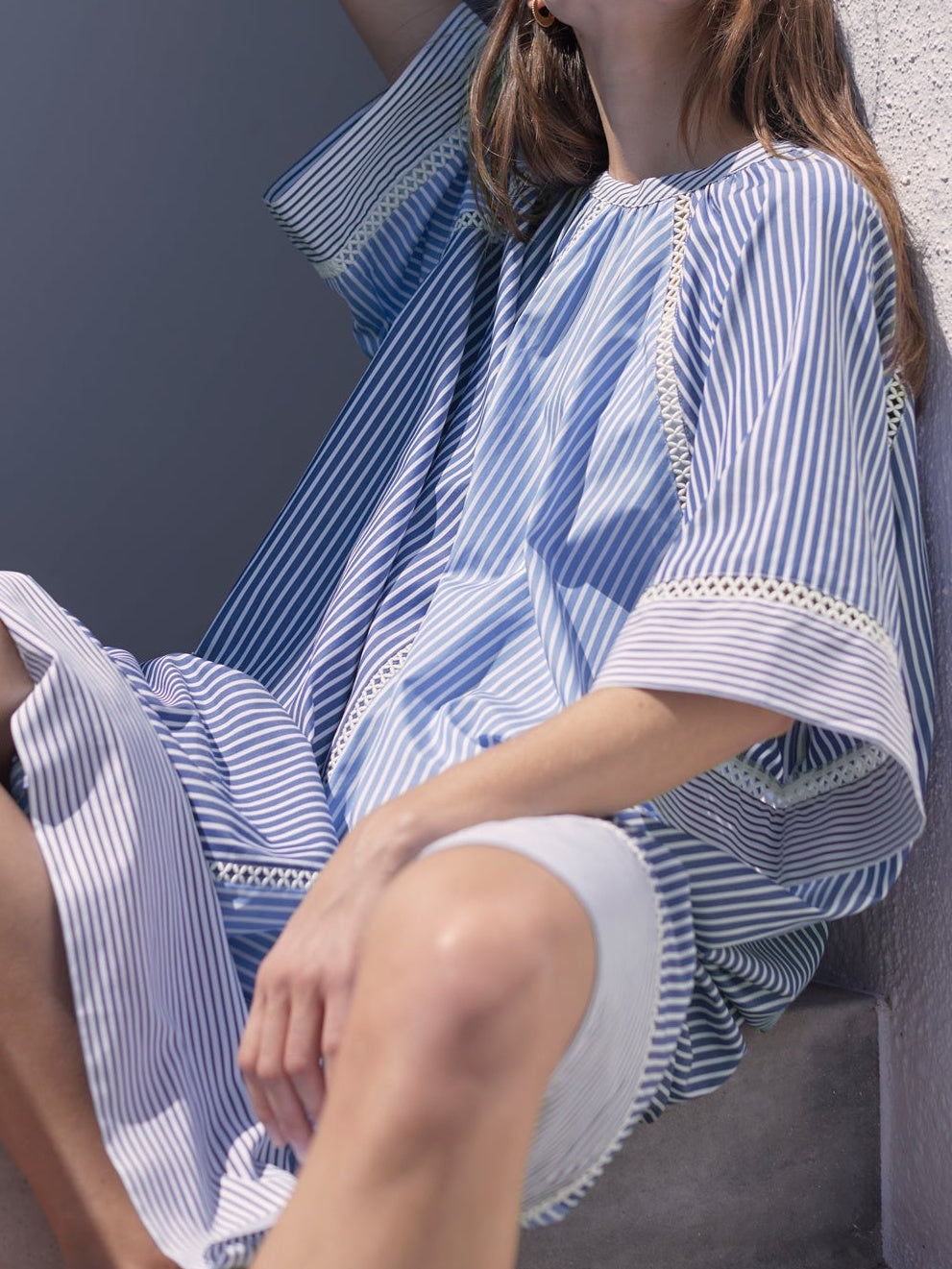 Fresh Blue And White Shirting Stripes Dress