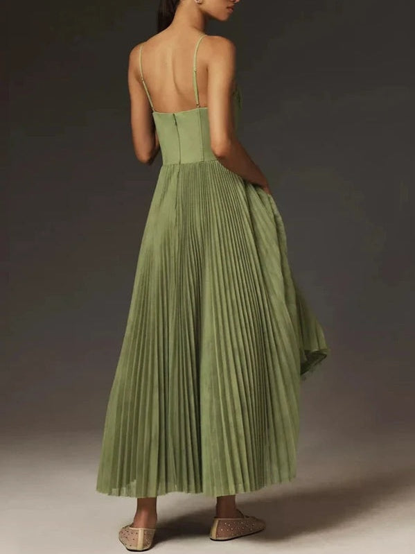 Pleated Tulle Midi Dress