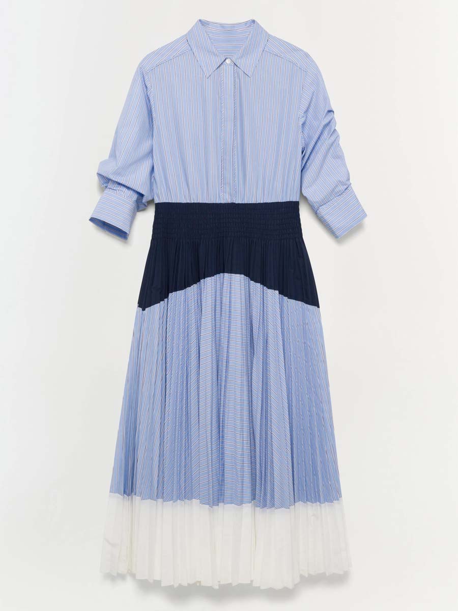 Striped Pleated Patchwork Dress